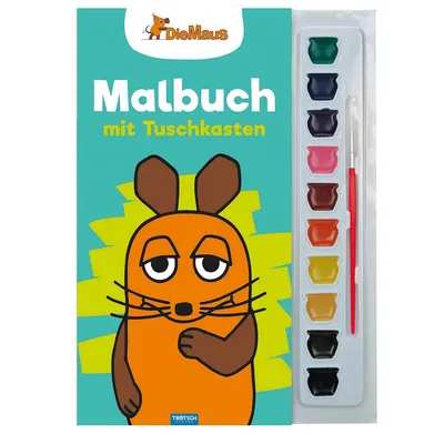 Obrázek produktu pro Trötsch Die Maus Malbuch mit Tuschkasten und Pinsel: Zaměstnávací kniha Omalovánky
