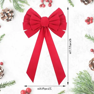 Große Rote Samtschleifen für Weihnachtsdekoration - Perfekt für Kränze, Bäume und Innen- oder Außenanwendung, 24 x 45 cm