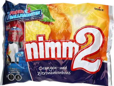 Produktbild von STORCK Nimm2 360509, 429 g, Fruits, Zitrone, Orange, Glukosesirup, Zucker, Glukose-Fruktose-Sirup, konzentrierte Fruchtsäfte 1,3% (Orange, Limette,..., 1588 kJ, 374 kcal, 0,1 g