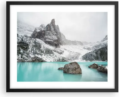 Produktbild von Gerahmtes Poster - Schwarzer Rahmen - Berge See Schnee - 50x40 cm - Wand Bild - Wanddeko - Wandbilder - Kunstposter - Wandposter - Bilderrahmen - Bilder - Kunstdruck - Wanddekoration - P2BAA50x40-4377