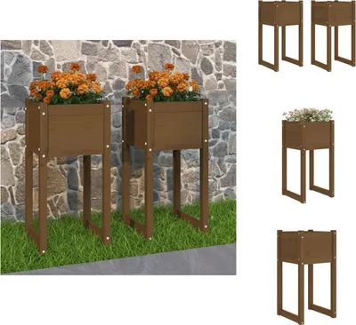 Produktbild von vidaXL Pflanzkübel 2 Stk. Honigbraun 40x40x81 cm Massivholz Kiefer -  Blumentöpfe & Pflanzgefäße