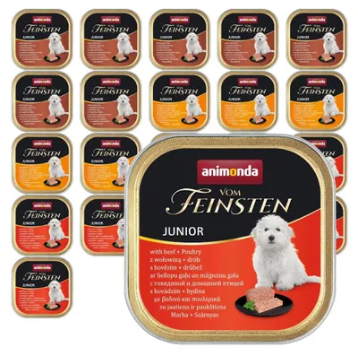 Zdjęcie produktu dla Animonda Vom Feinsten Junior 22x150g Mokra Karma Dla Szczeniąt Mix 3 Smaków z Drobiem Indykiem Wołowiną