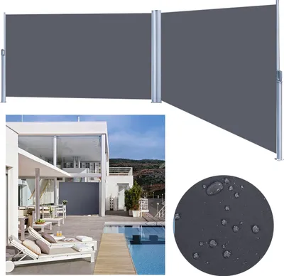 Immagine prodotto di Wolketon 180 x 600 cm Tenda da sole doppia estensibile Tenda laterale Protezione dalla vista Protezione dalla vista, UV Balcone Terrazza Tenda da sole estensibile