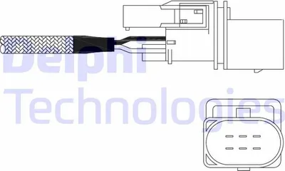 Produktbild von DELPHI Lambdasonde passend für MERCEDES-BENZ E-Klasse Limousine (W211) vor-Kat Beheizt 900mm ES11026-12B1