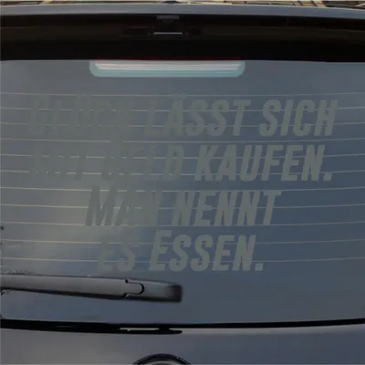 Produktbild von Heckscheibenaufkleber Glück lässt sich mit Geld kaufen. Man nennt es Essen. 55x32 cm Grau Auto Aufkleber Sticker