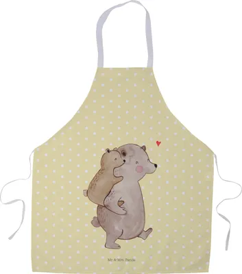 Produktbild von Mr. & Mrs. Panda Schürze Papa Bär - Gelb Pastell - Geschenk, Grillschürze, Muttertag, Vatertag, Gastro, Servierschürze, Kochschürze, Geburtstag, Kochkleidung