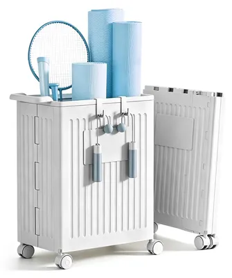 Yogamatten-Aufbewahrungsbox, faltbar, mit Rollen, 45x25x54 cm