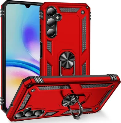 Produktbild von Conie Outdoor Schutzhülle für Samsung Galaxy A05s Tasche Silikon Hard Case Cover Hülle mit Halter Ständer in Rot