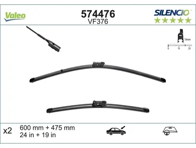 Produktbild von VALEO SILENCIO Scheibenwischer Wischblatt Vorne für VW Passat Variant (365) Rahmenlos