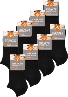 Produktbild von NUR DIE Herren Sneakersocken 16-Pack Baumwolle Basic Unifarben - schwarz - Größe 39-42