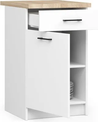 Obrázek produktu pro BDW kuchyňská skříňka, kuchyňská skříňka s pracovní deskou, dvířky, zásuvkou, bílá