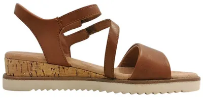 Imagen del producto de Sandalias de cuero para mujer, color marrón claro, marca Marco Tozzi, estilo casual