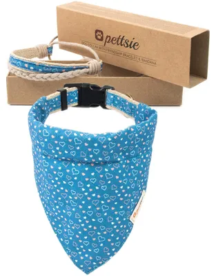 Hundehalsband mit Halstuch & Armband, verstellbar, S, blau
