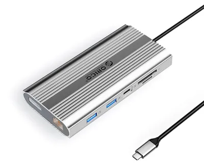 Obrázek produktu pro Orico XDR, dokovací stanice USB-C 12 v 1, s porty USB-A, USB-C, 2x HDMI 4K 60Hz a DisplayPort 4K 60Hz