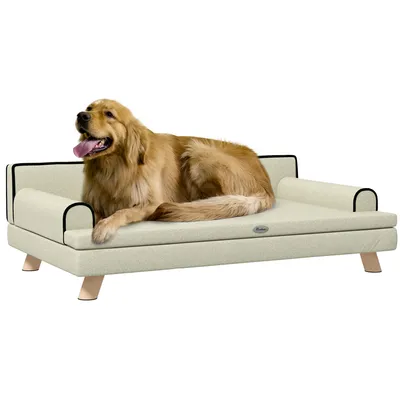 Immagine prodotto di Divano PawHut per cani e gatti, design scandinavo, cuscino morbido rimovibile, piedi in legno massiccio, 100 x 62 x 32 cm, beige