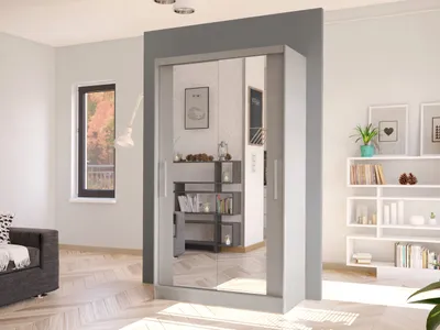 Obrázok produktu pre Úzka šatníková skriňa 100 cm so zrkadlom ARAPO 4 - kašmír