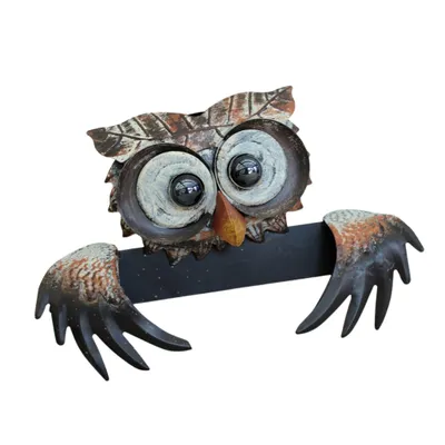 Produktbild von Gartenfigur Eule aus handbemaltem Metall, 28x19 cm, zum Stecken oder zur Wandbefestigung am Zaun