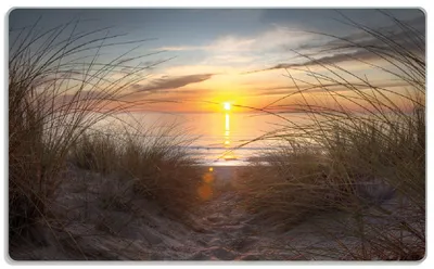 Produktbild von Wallario Frühstücksbrettchen aus Glas, je 14 x 23 cm, mit rutschfesten Füßen, Motiv Sonnenuntergang am Strand