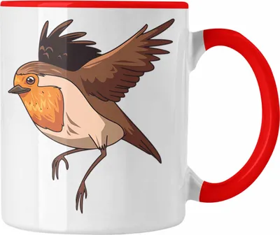 Produktbild von Trendation - Rotkehlchen Vogel Tasse Geschenk Grafik Geschenkdiee für Rotkehlchen-Liebhaber (Rot)