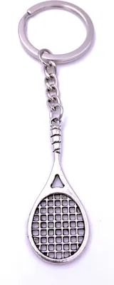 Produktbild von Onwomania Tennis Schläger Sport Schlüsselanhänger Keychain Silber aus Metall