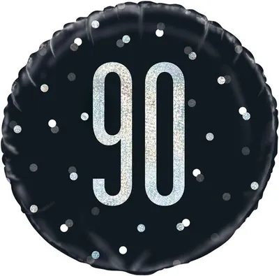 Produktbild von Schwarzer glänzender Folienballon zum 90. Geburtstag, Geschenk, Party-Dekoration, 45 cm