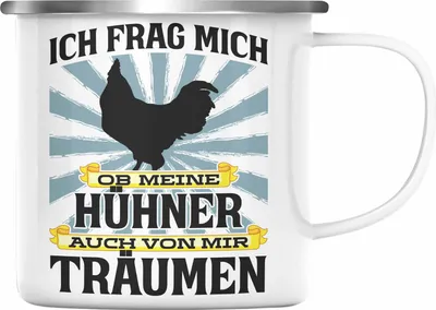 Produktbild von Trendation - Landwirt Spruch Geschenk Emaille Tasse Landwirtschaft Geschenke für Männer Traktor Spruch Emaille Emaille Tasse Hühner-Flüsterer Bauer (Silber)