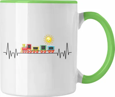 Produktbild von Trendation - Zug Züge Herzschlag Tasse Geschenk für Eisenbahner Zugführer Hobby Geschenkidee (Grün)