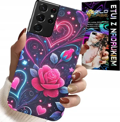 Produktbild von ETUI FÜR SAMSUNG GALAXY S21 Ultra - HERZ, ROSE, NASTOLETTE HÜLLE + FILE