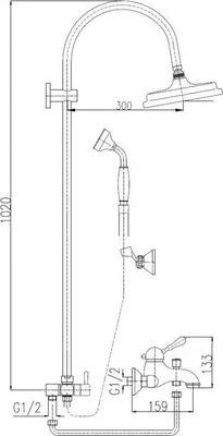 Image de Colonne de douche LABE laiton noir avec douchette H.102 cm