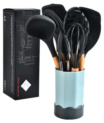 Image de Ensemble de 22 ustensiles de cuisine avec manche en bois