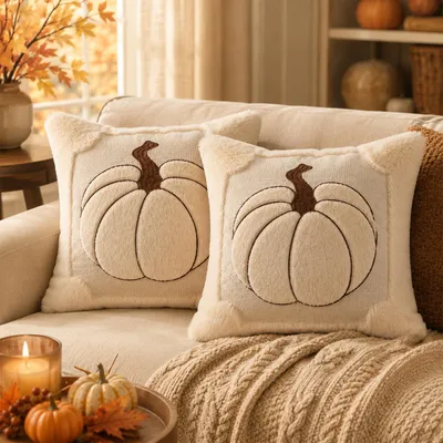 2er-Set Herbst-Kissenbezug Kürbis 45x45 cm