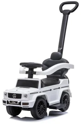 Immagine prodotto di Mercedes G63 2-in-1: macchinina a spinta con manubrio, da 1 a 3 anni - Macchinina Mercedes-Benz con licenza ufficiale, dotata di clacson e vano portaoggetti - Giocattolo da esterno per bambini piccoli con manubrio e barre di protezione – Bianco