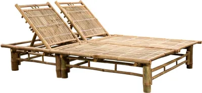 Image de Chaise longue pour 2 personnes avec coussins Bambou