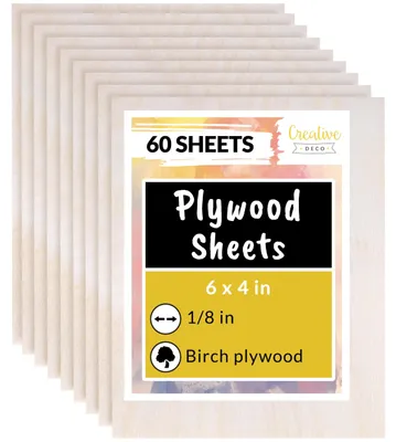 Productafbeelding van Creative Deco 60 x A6 Multiplex Platen 3mm, 148 x 105 x 3 mm (+/- 0.5 mm)