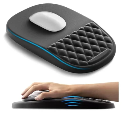 Produktbild von Ergonomisches Mauspad mit Gelkissen 2-in-1 Mousepad mit Handauflage, Memory-Schaum Mouse Pad mit Massage-Noppen & Rutschfester PolyurethanBasis, Geeignet für Büro und Gaming, Als Geschenk, Schwarz