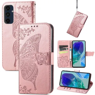 Immagine prodotto di PerSamsung Galaxy A16 Portafoglio in Pelle finta Custodia per cellulare con design a farfalla Rosa