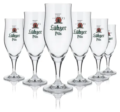 Produktbild von 6x Lübzer Glas 0,2l Pokalglas Biertulpe Exklusiv Bier Gläser Set Brauerei