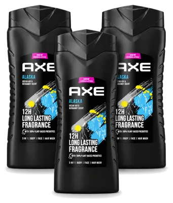 Produktbild von 3 x Axe Alaska 3-in-1 Duschgel - Ozeanluft und Bergamotte - 400 ml - Vorteilspackung - 3 Stücke