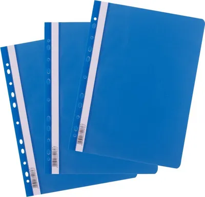 Produktbild von D.RECT 25 Stück | Schnellhefter A4 mit Lochung aus Kunststoff mit transparentem Vorderdeckel | Plastik-Schnellhefter aus PP-Folie | gelocht - Eurolochung Blau