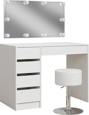 Produktbild von Schminktisch Vicco Thalia Weiß 100 cm mit LED Beleuchtung und Hocker, Model 41530