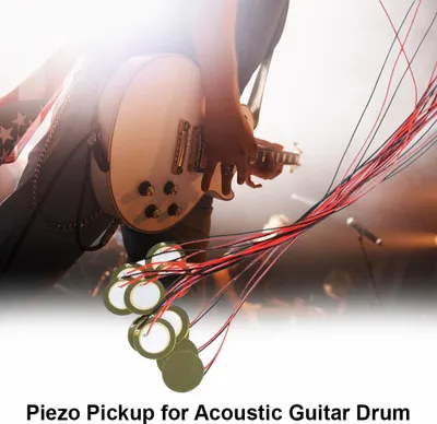 Produktbild von 15 Stück Piezo-Tonabnehmer, 20-mm-Verstärkerscheiben, Scheibenwandler, Kontaktmikrofon-Trigger-Soundsensor mit 10-Zoll-Kabeln für Akustikgitarren-Trommeln