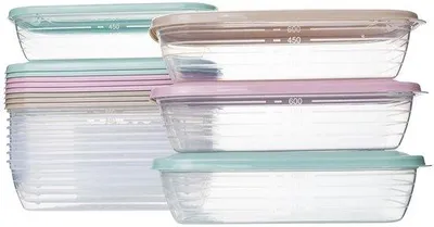 Produktbild von 12 Stück Transparante Plastik-Container 800 ml, BPA-frei, magnetronfest, Geschirrspülerfest, Gefrierschrankfest, mit Deckel, wiederverwendbare Behälter