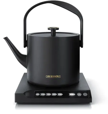 Image de Bouilloire Arendo avec réglage de la température de 40 °C à 100 °C, sélection de la température, acier inoxydable, 0,5 L, 1 000 W, fonction de maintien au chaud, noir