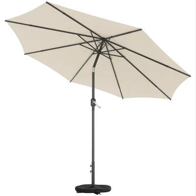 Produktbild von Sonnenschirmca.Ø300cmneigbarBalkonschirmmitKurbelKreuzfußSandsack,UV30+EinziehbarCremeweiß