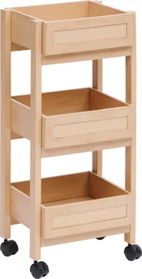 Zdjęcie produktu dla Wózek kuchenny na kółkach CANE, plecionka wiedeńska, 39, 6 x 30 x 85,5 cm