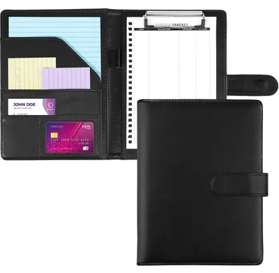 Produktbild von A5-Klemmbrett mit Hülle, Klemmbrettmappe mit Notizblock, Dokumentenfächern, Stifthalter, Magnetverschluss, Besprechungsmappe für Bürobedarf
