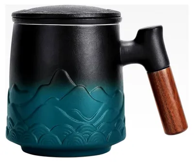 Produktbild von Teetasse mit Deckel und Sieb aus Keramik, Grün