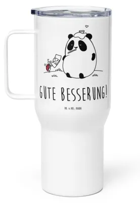 Produktbild von Mr. & Mrs. Panda Thermobecher Panda Gute Besserung - Weiß - Geschenk, thermosbecher, Teebecher, Kaffee-to-go-Becher, Teetasse, Thermos-Becher