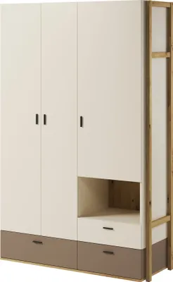 Produktbild von Kleiderschrank LENNY LY-01 Schrank 135 x210x51 cm 3 Türiger 3 Schubladen Beige/Trüffel/Artisan Eiche
