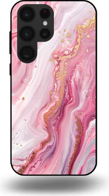 Produktbild von Smartphonica Handytasche passend für Samsung Galaxy S23 Ultra mit Marmordruck - TPU Rückseitenschutzhülle Marmordesign - Pink